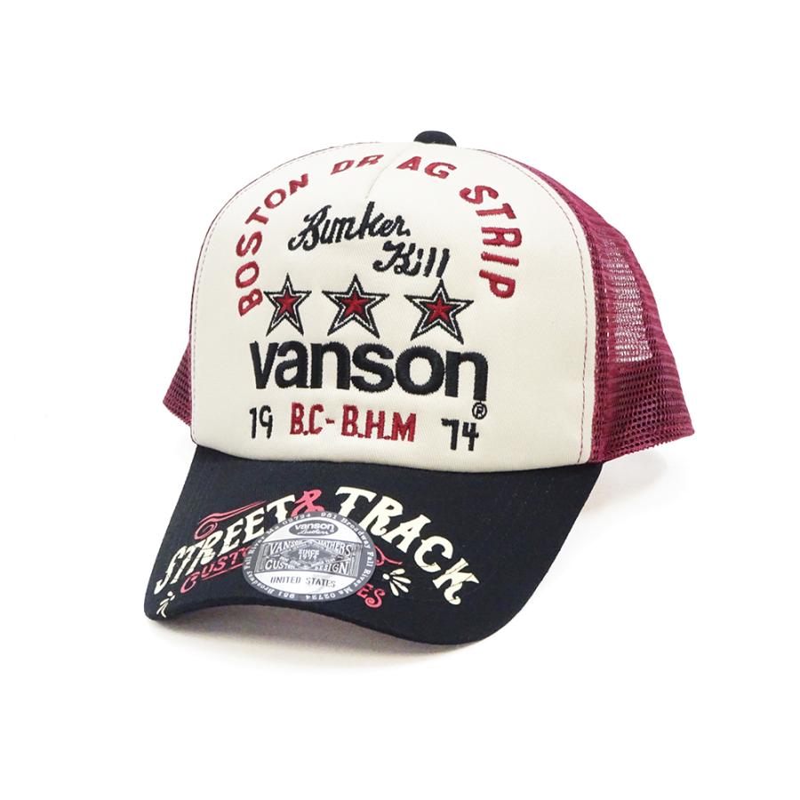 VANSON（バンソン） メッシュキャップ 帽子 刺繍＆ステッカー トリプル