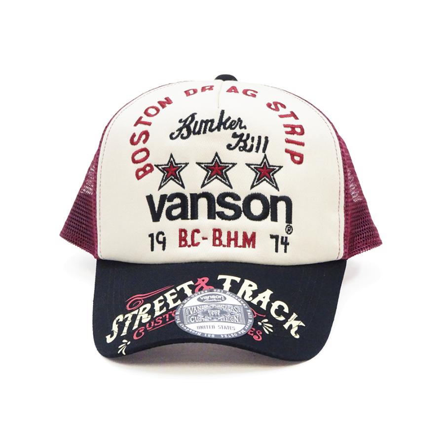 VANSON（バンソン） メッシュキャップ 帽子 刺繍＆ステッカー トリプル