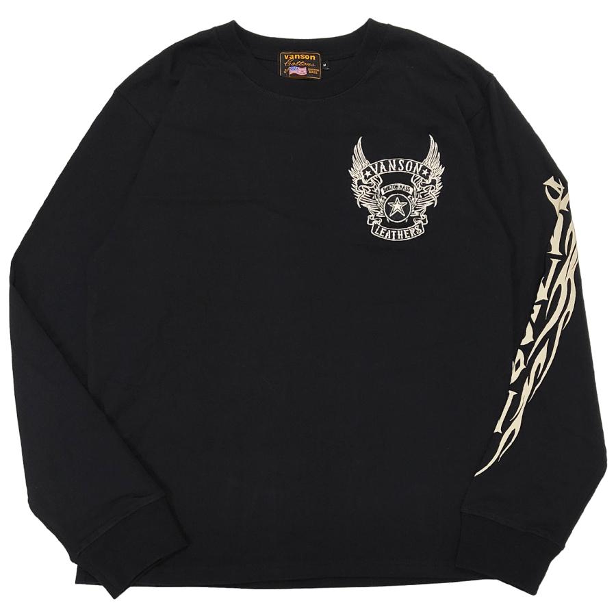 VANSON（バンソン） ロンT フライングスター 長袖Tシャツ 刺繍