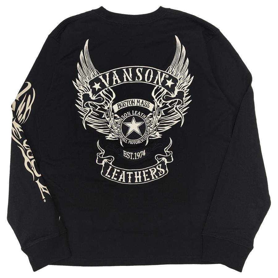 VANSON（バンソン） ロンT フライングスター 長袖Tシャツ 刺繍
