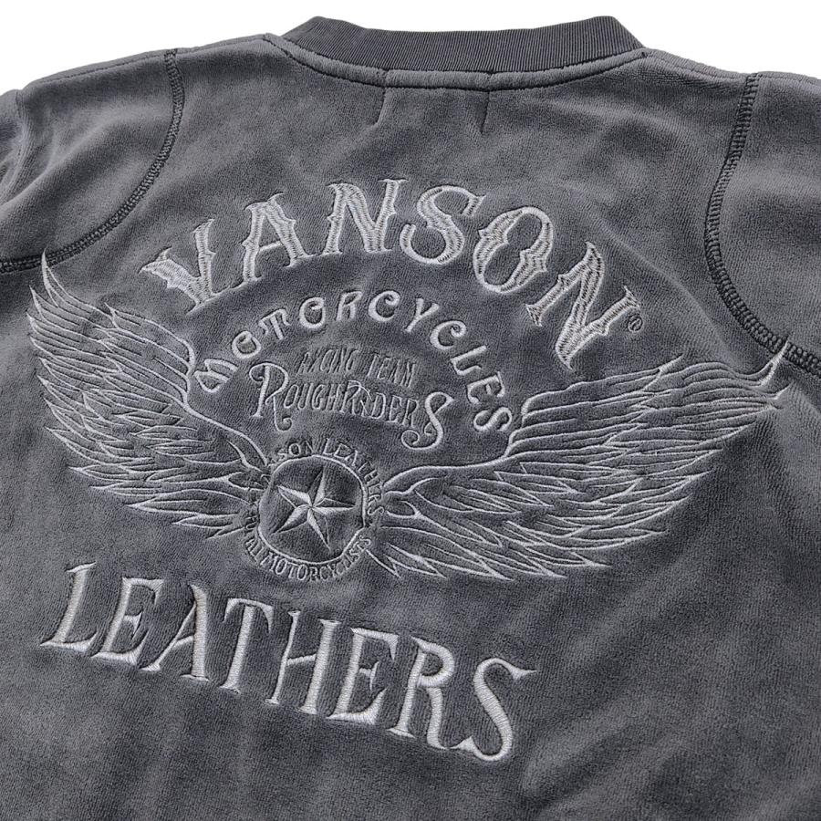 VANSON（バンソン） ベロア 長袖Tシャツ 総刺繍＆ワッペン モーター