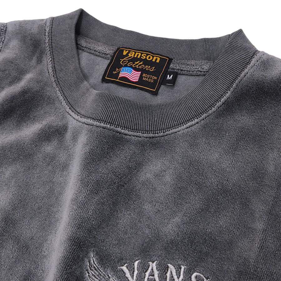 VANSON（バンソン） ベロア 長袖Tシャツ 総刺繍＆ワッペン モーター