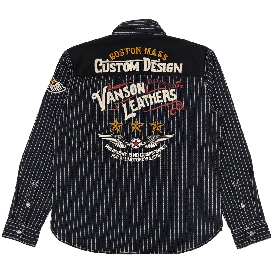 VANSON（バンソン） ウォバッシュストライプ ワークシャツ ツイル 長袖