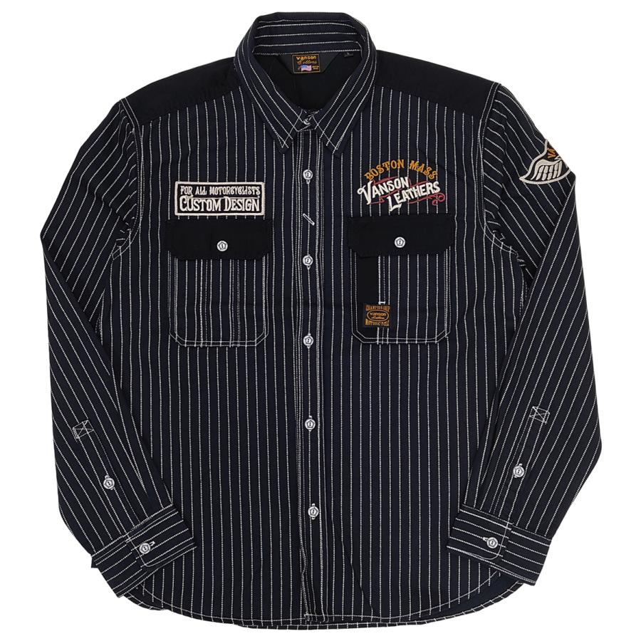 VANSON（バンソン） ウォバッシュストライプ ワークシャツ ツイル 長袖