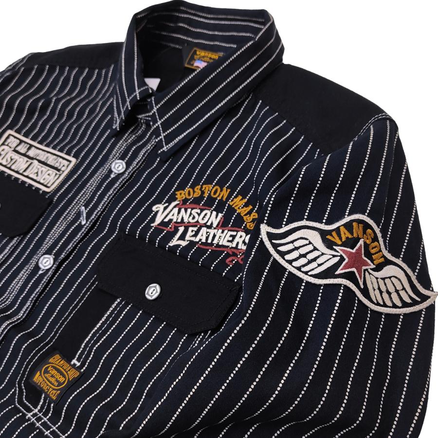 VANSON（バンソン） ウォバッシュストライプ ワークシャツ ツイル 長袖