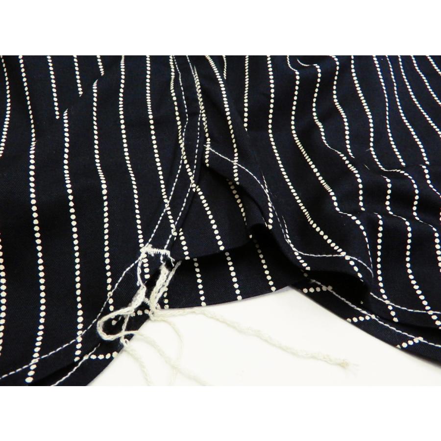 バンソン ウォバッシュポロシャツ 半袖 メタルボタン ネイビー ストライプ L VANSON（バンソン） クロスボーン刺繍 ウォバッシュストライプ 長袖