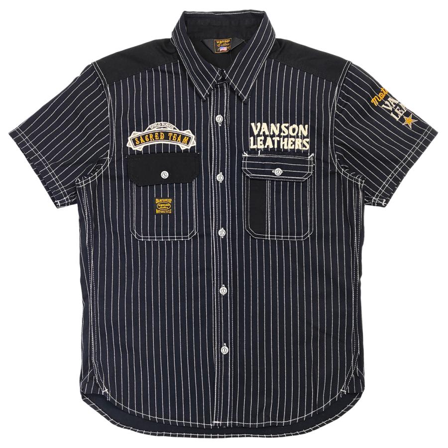 VANSON バンソン ウォバッシュストライプ ワークシャツ カスタム刺繍  