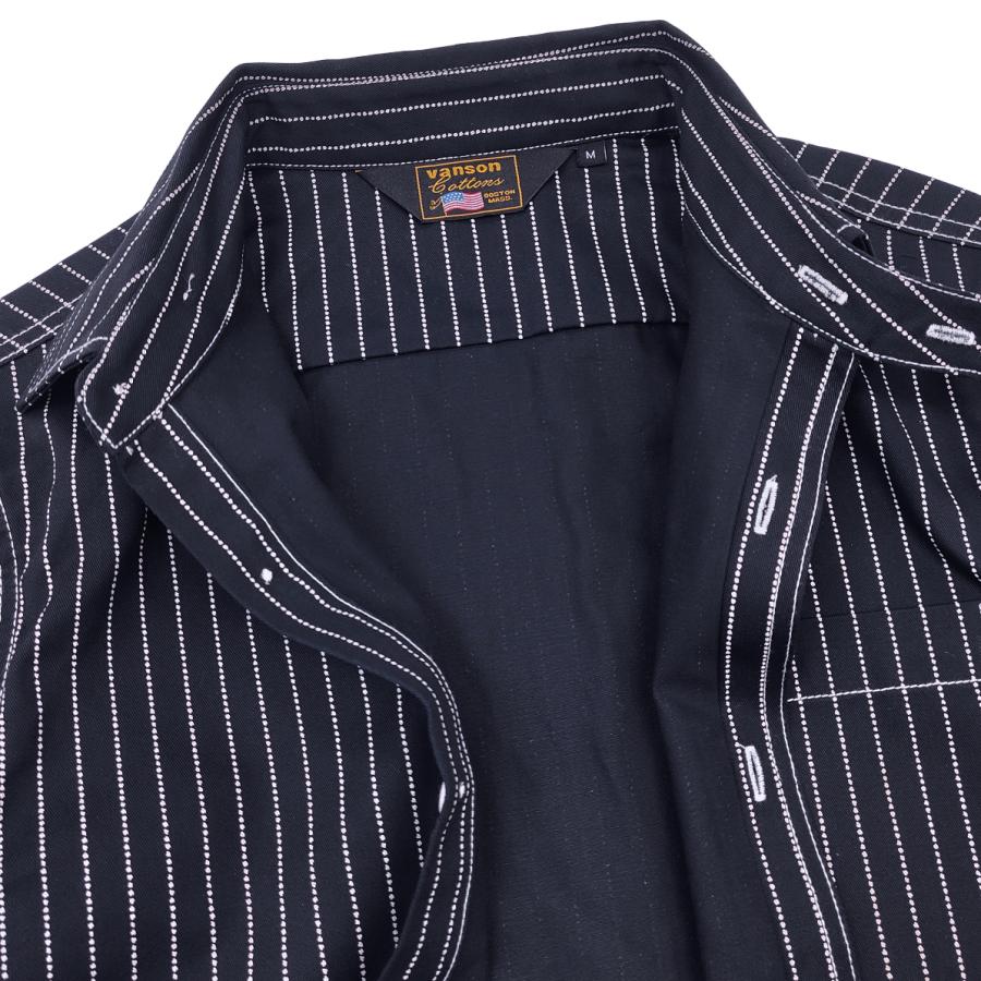 VANSON（バンソン） ウォバッシュストライプ ワークシャツ ツイル 半袖