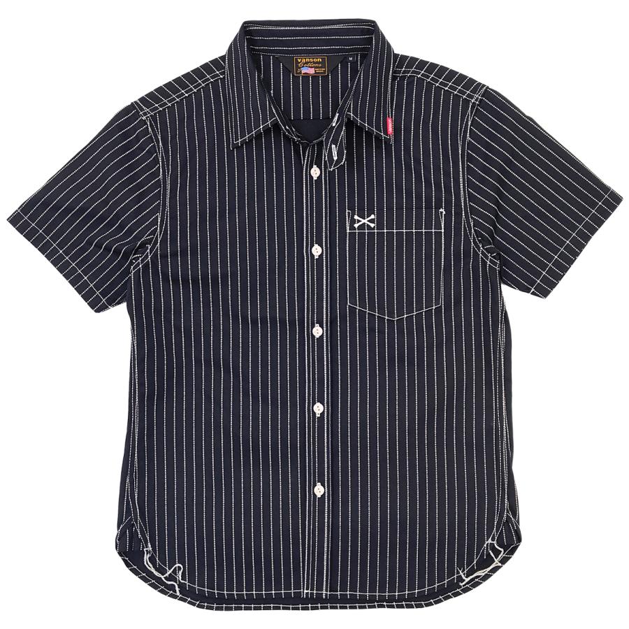 VANSON（バンソン） ウォバッシュストライプ ワークシャツ ツイル 半袖