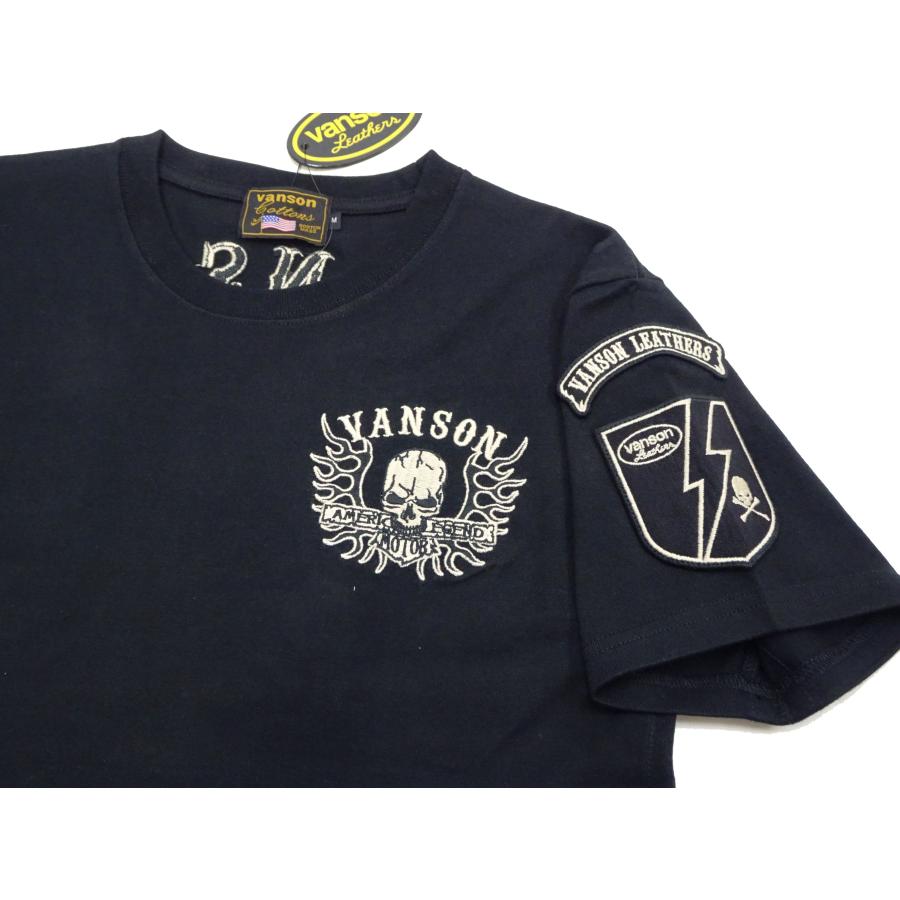 VANSON（バンソン） Tシャツ スカル ファイアーパータン 刺繍