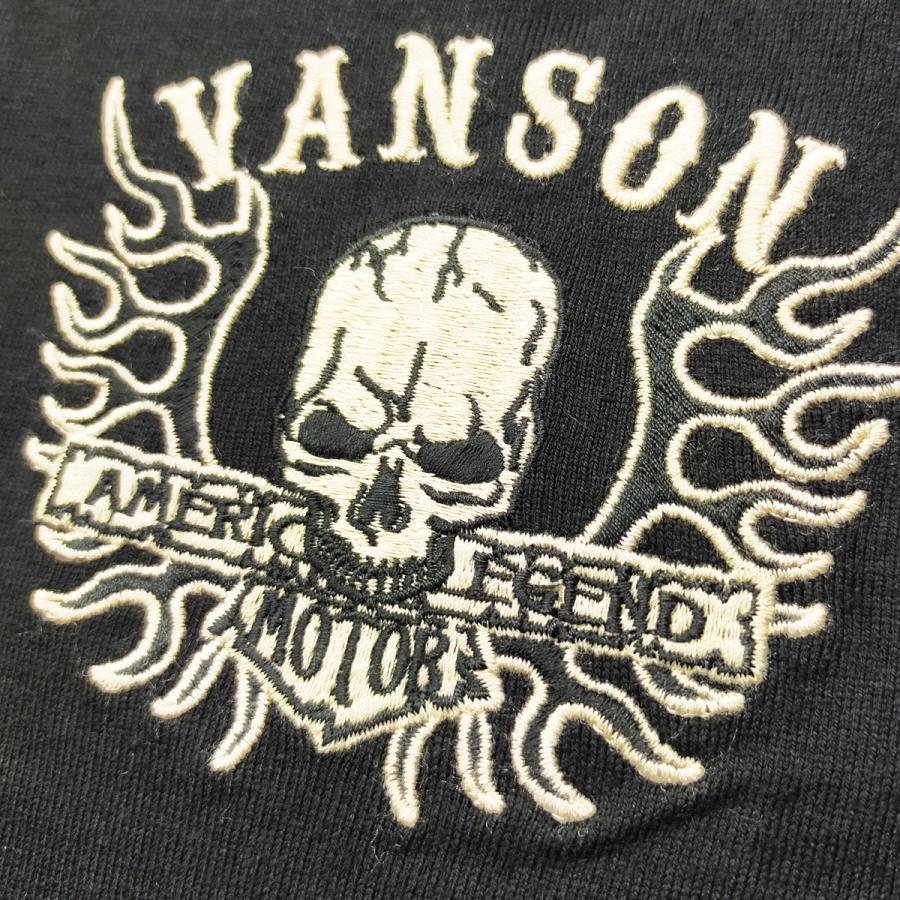 VANSON バンソン ロゴエンブレム刺繍 値下げ可 VANSON（バンソン） Tシャツ スカル ファイアーパータン 刺繍