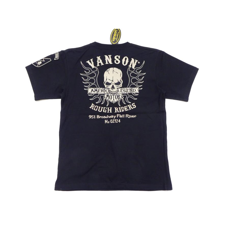VANSON（バンソン） Tシャツ スカル ファイアーパータン 刺繍