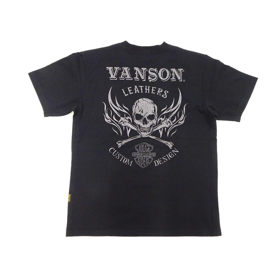 VANSON（バンソン） Tシャツ クロスボーンスカル ラメ糸刺繍 半袖T