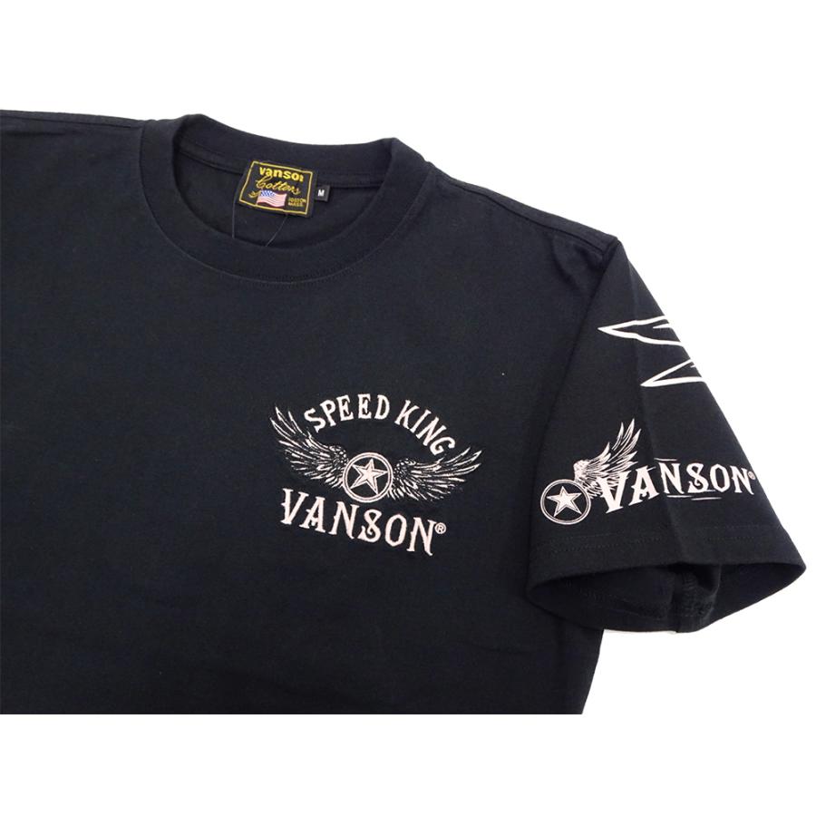 バンソン Tシャツ VANSON フライングスター スピードキング 刺繍 半袖Tシャツ NVST-2419 ブラック 新品｜rodeomatubara｜05