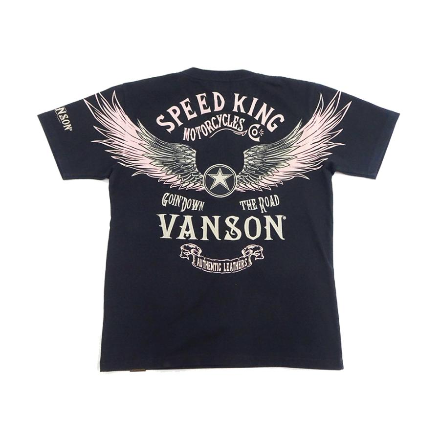 バンソン Tシャツ VANSON フライングスター スピードキング 刺繍 半袖Tシャツ NVST-2419 ブラック 新品｜rodeomatubara｜07