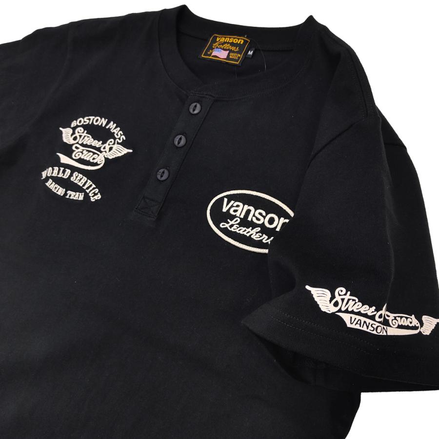 VANSON（バンソン） ヘンリーネック 半袖Tシャツ フライングホイール