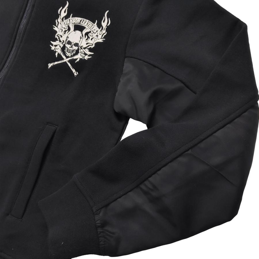バンソン パーカー VANSON 裏毛スウェット フーディ ナイロン切替 クロスボーンスカル 刺繍 黒 NVSZ-2409 新品_9