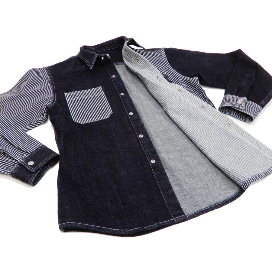 児島ジーンズ 長袖シャツ RNB-281S Kojima Genes メンズ クレイジーパターン デニム x ヒッコリー マルチワークシャツ rnb281s 新品 児島ジーンズ マルチコンボ ワークシャツ Kojima Genes 13oz デニム