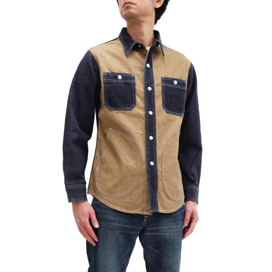 児島ジーンズ デニムコンボ ヘリンボーンシャツ 長袖シャツ Kojima