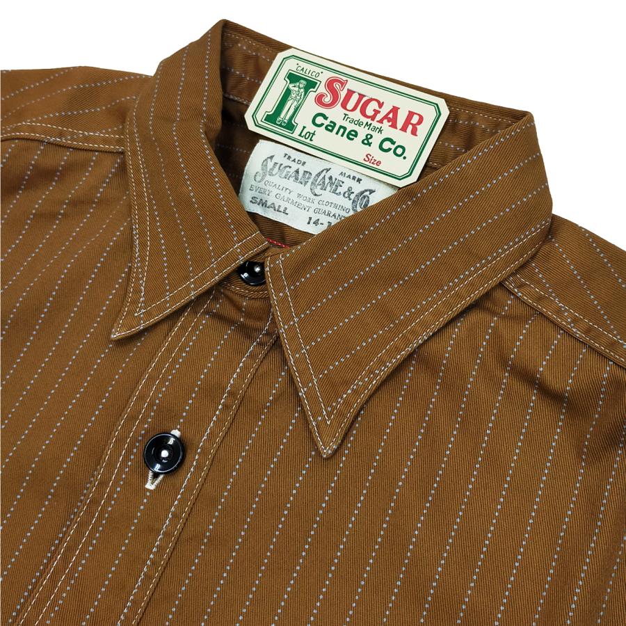 『ゴールデンサイズL◎』SUGAR CANE 8.5ozウォバッシュワークシャツ SUGAR CANE シュガーケーン ワークシャツ 8.5oz ブラウンウォバッシュ