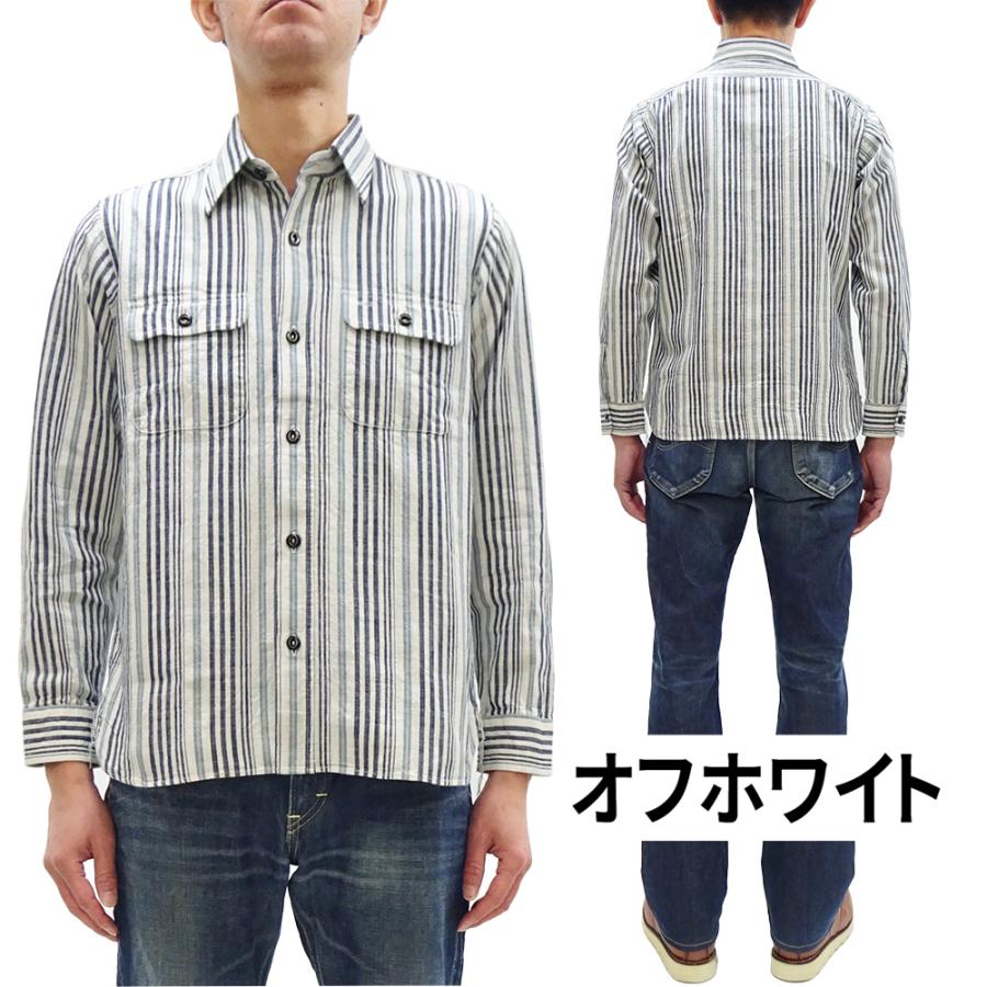 SUGAR CANE ストライプ 長袖シャツ L 古着 SUGAR CANE シュガーケーン フィクションロマンス 5.5oz インディゴ