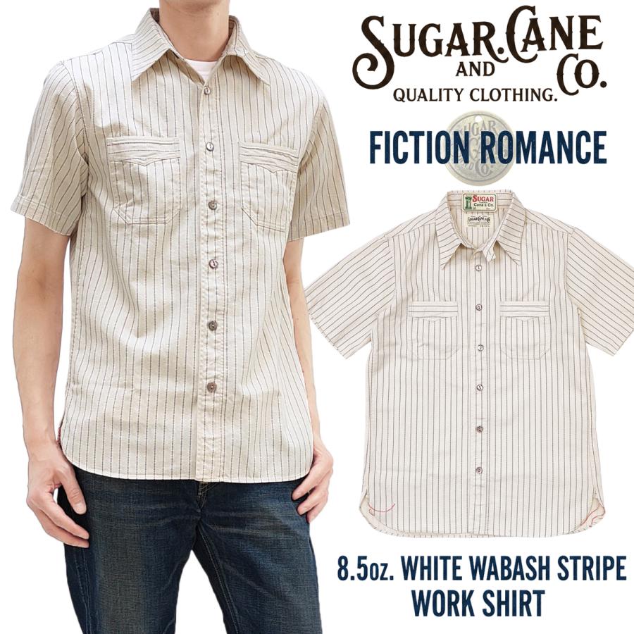 SUGAR CANE★ホワイトウォバッシュ★半袖シャツ★シュガーケーン SUGAR CANE ホワイトウォバッシュ ワークシャツ FICTION ROMANCE