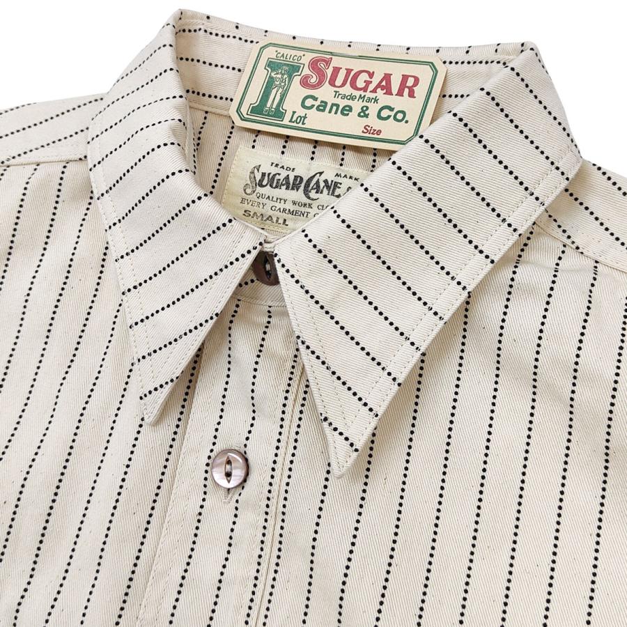SUGAR CANE ホワイトウォバッシュ ワークシャツ FICTION ROMANCE