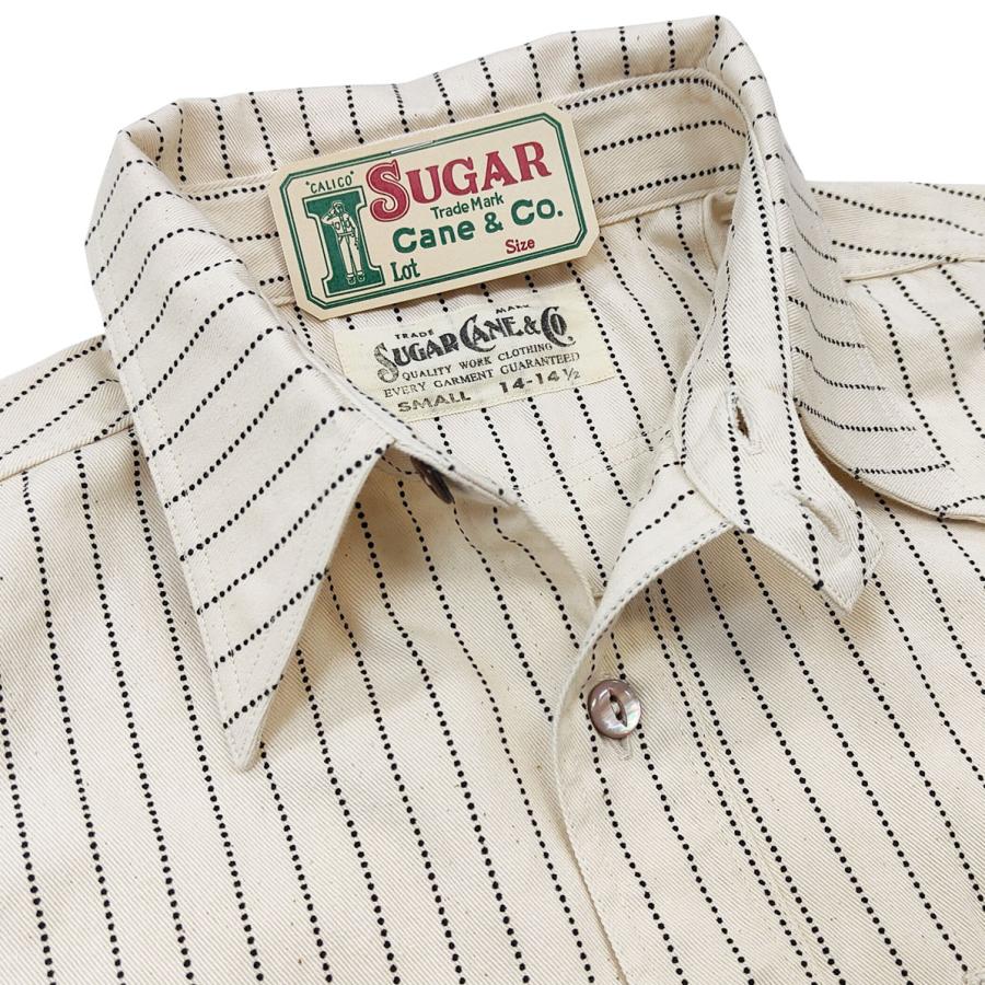 SUGAR CANE ホワイトウォバッシュ ワークシャツ FICTION ROMANCE