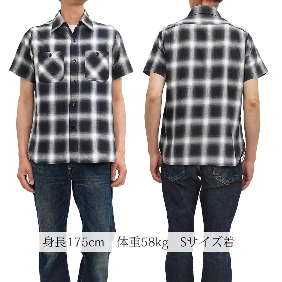 ブラック系チェック Sサイズ　シュガー SUGAR CANE シュガーケーン オンブレチェック ワークシャツ コットン