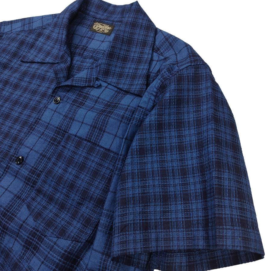 SUGAR CANE シュガーケーン インディゴドビーチェック オープンカラー