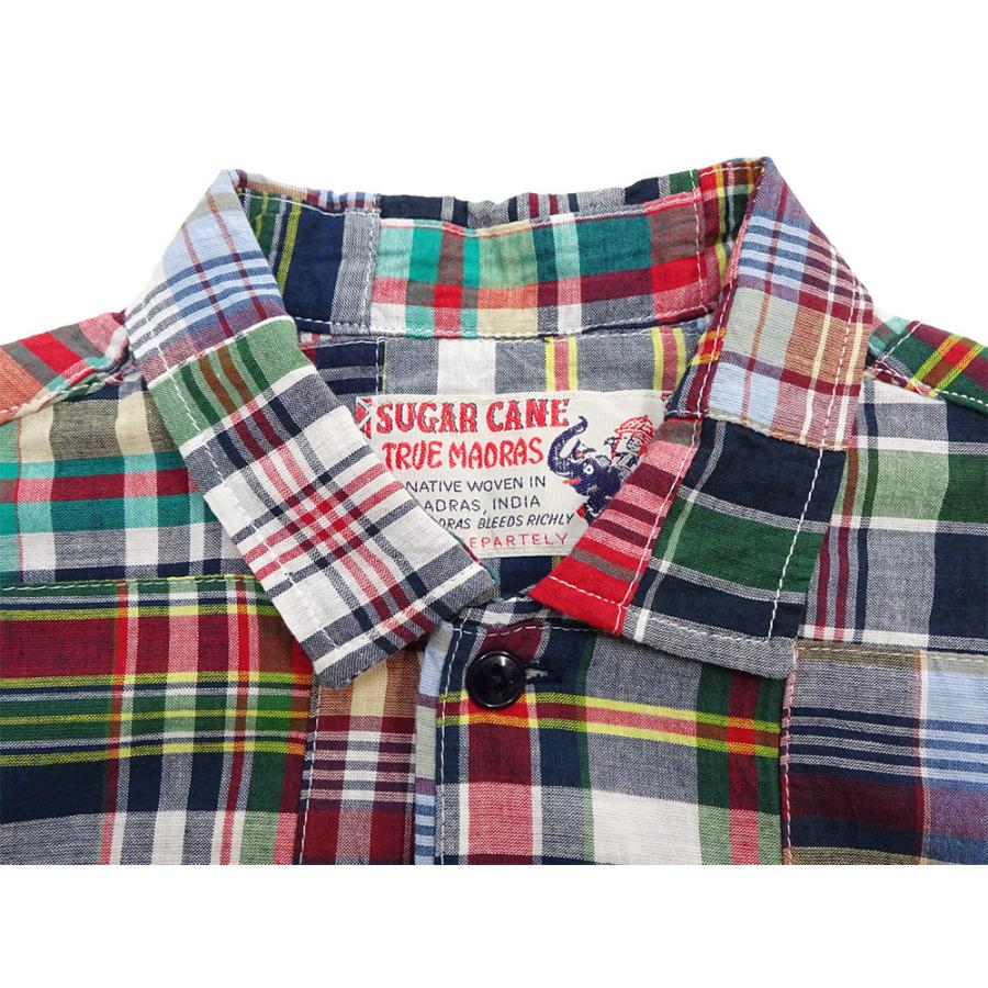 特価SUGAR CANE True Madras パッチワーク ジャケット 40 SUGAR CANE シュガーケーン マドラスチェック パッチワーク オープン