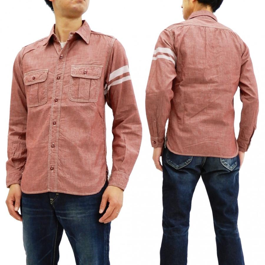桃太郎ジーンズ Sj091 出陣シャンブレーワークシャツ メンズ 長袖シャツ レッド 新品 Sj091 Red 服の福助商店 通販 Yahoo ショッピング