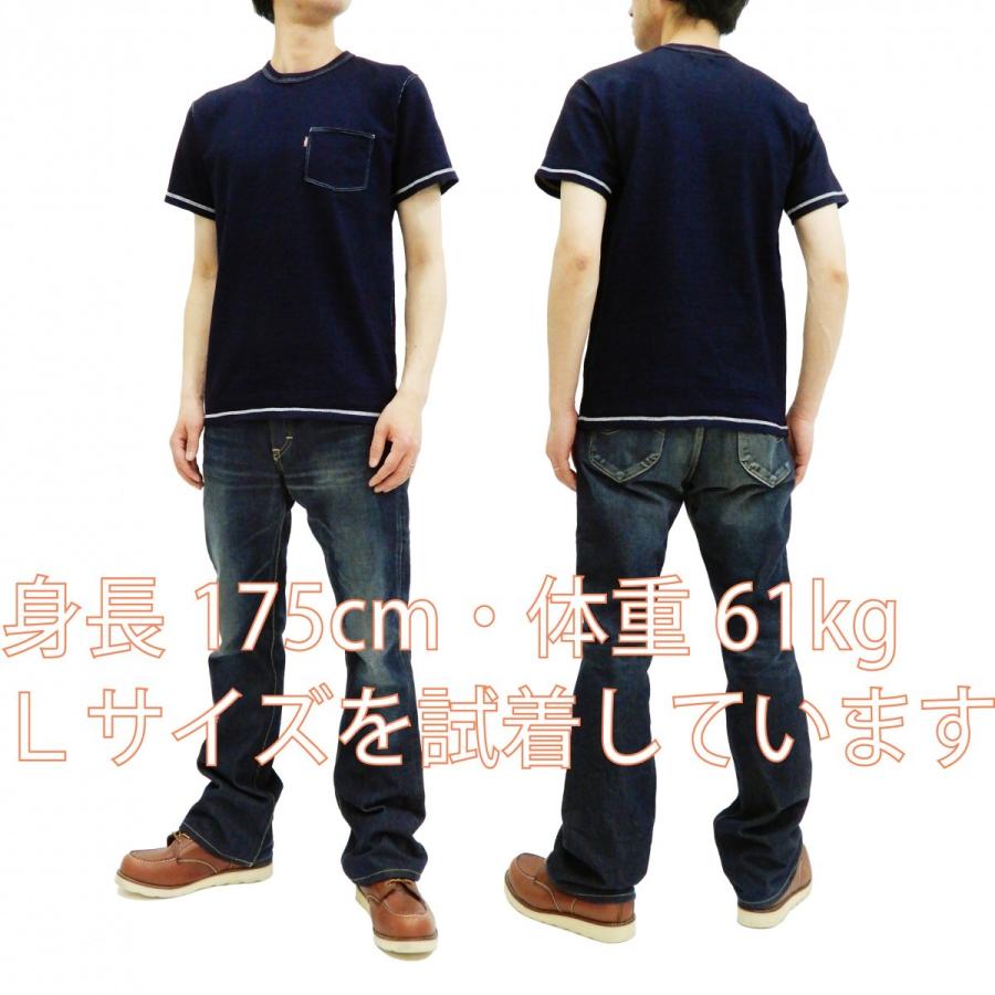 サムライジーンズ インディゴ ポケットTシャツ Samurai Jeans メンズ 無地 半袖Tシャツ 4L SJIT-105M 新品｜rodeomatubara｜02