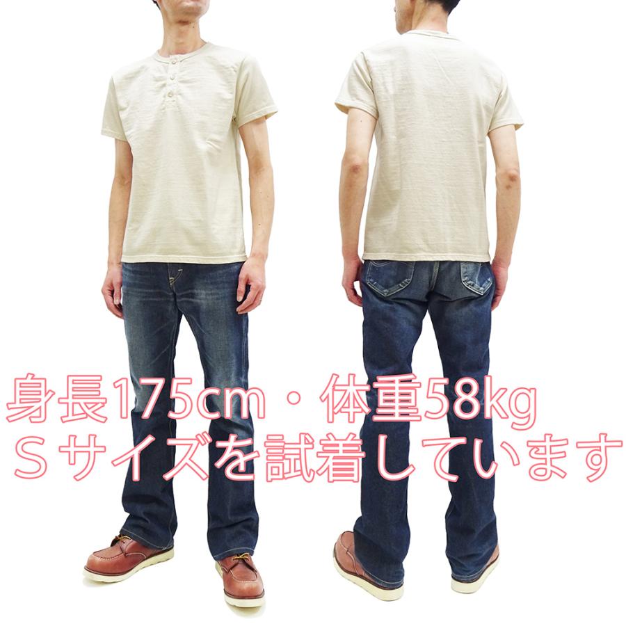 サムライジーンズ 和綿零天竺 ヘンリーネック 半袖Tシャツ Samurai Jeans サムライコットン 無地 Tシャツ SJST-SC02 生成/ナチュラル 新品｜rodeomatubara｜03