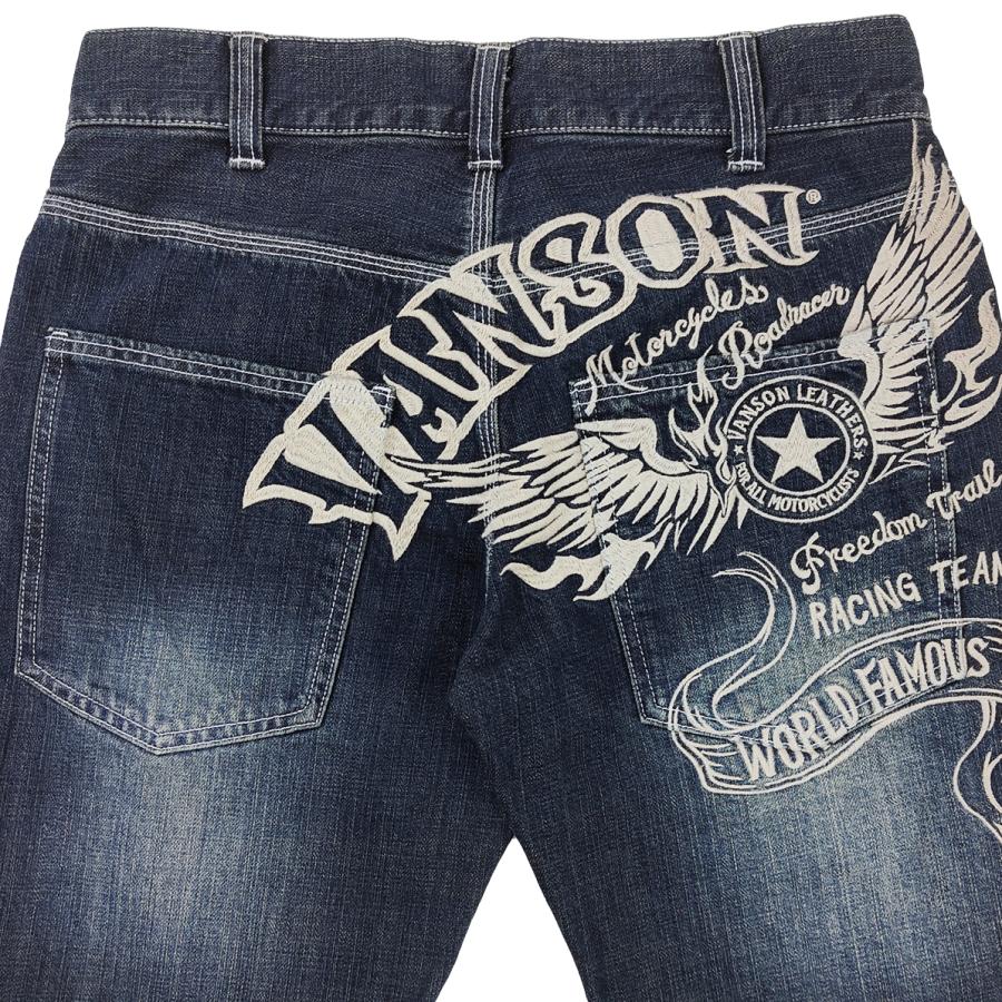 VANSON バンソン デニムパンツ フライングスター 刺繍 ダメージ