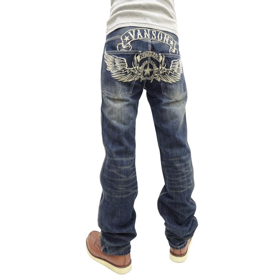 VANSON（バンソン） デニムパンツ フライングスター 刺繍 ロゴプリント