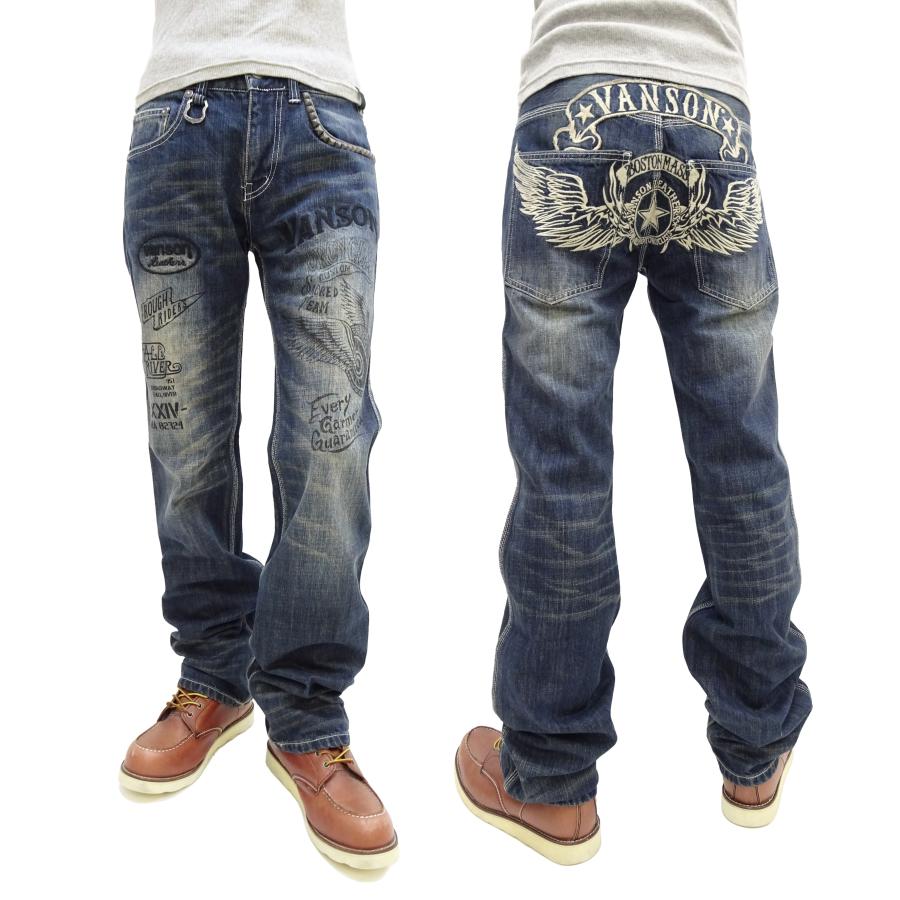 VANSON（バンソン） デニムパンツ フライングスター 刺繍 ロゴプリント