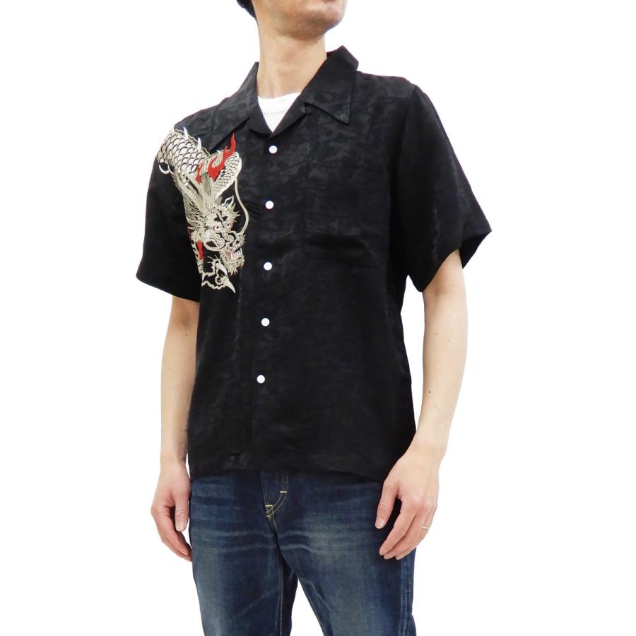 花旅楽団 ジャガードレーヨン オープンシャツ SS-003 龍刺繍 メンズ 和
