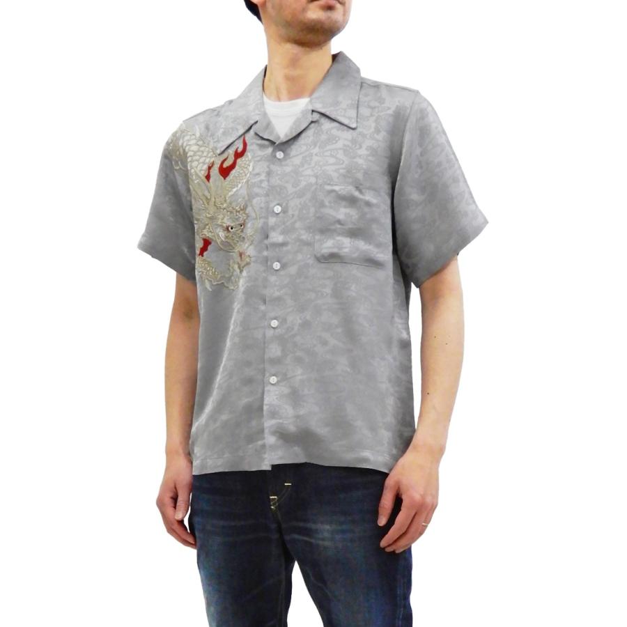 花旅楽団 ジャガードレーヨン オープンシャツ SS-003 龍刺繍 メンズ 和