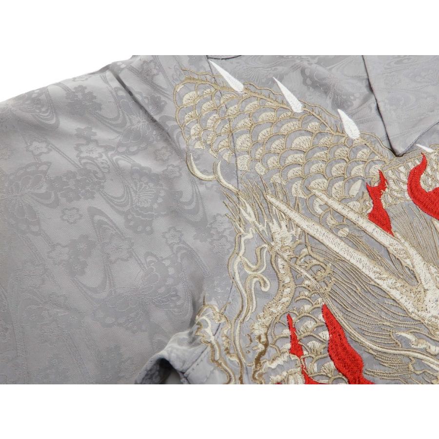 花旅楽団 ジャガードレーヨン オープンシャツ SS-003 龍刺繍 メンズ 和