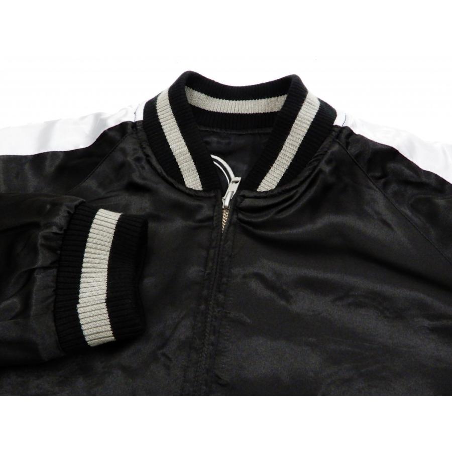 花旅楽団 スカジャン SSJ-520 狐面 メンズ スーベニアジャケット 黒×黒