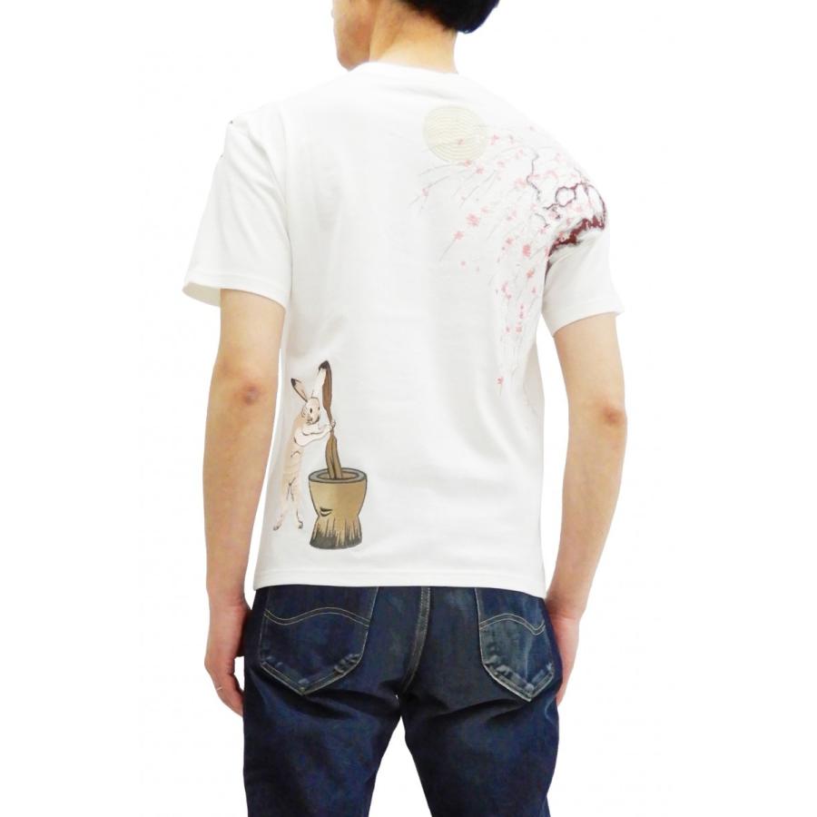花旅楽団 Tシャツ ST-803 スクリプト 桜と兎 刺繍 メンズ 和柄 半袖Tシャツ 白 新品｜rodeomatubara｜10