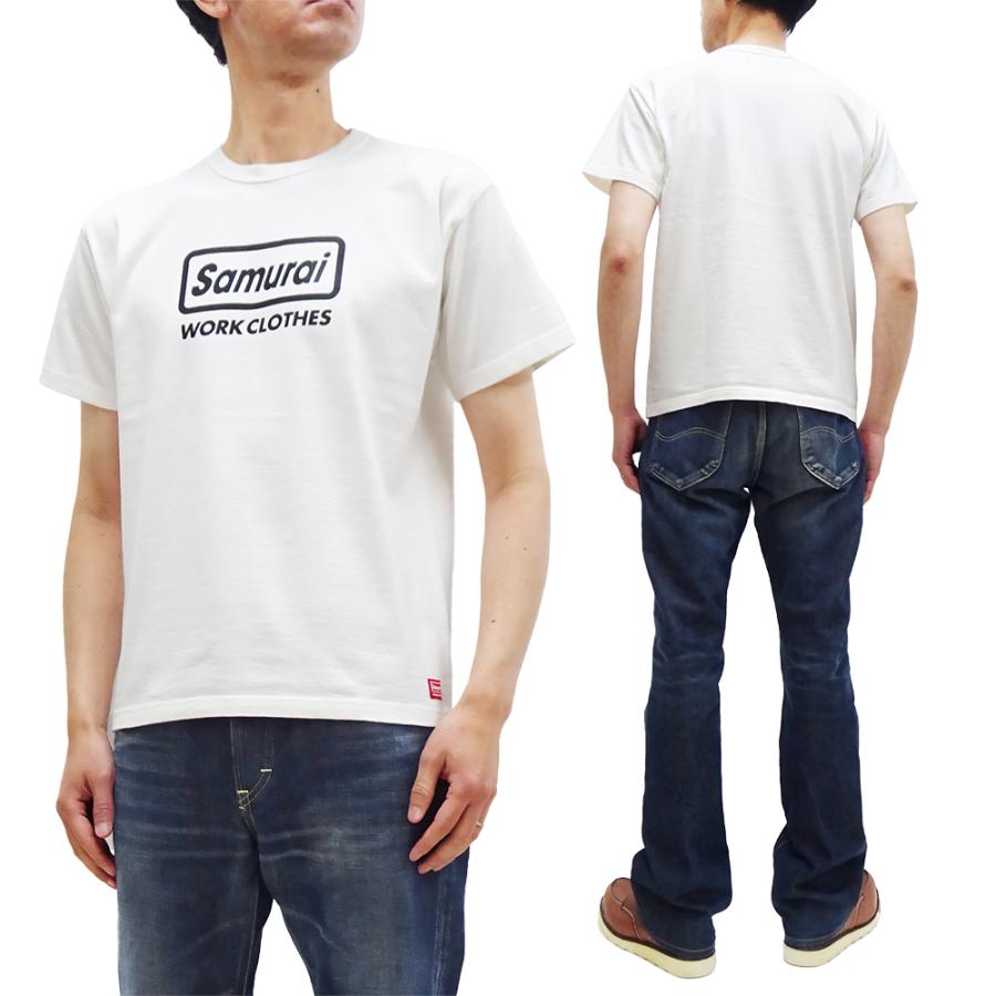 サムライジーンズ ロゴTシャツ SAMURAI WORK CLOTHES 14番手丸胴ボディ 半袖Tシャツ SWCT-102 ホワイト 新品｜rodeomatubara｜02