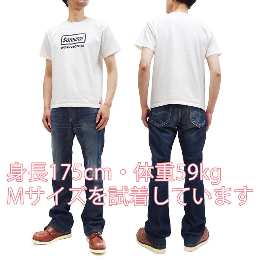 サムライジーンズ ロゴTシャツ SAMURAI WORK CLOTHES 14番手丸胴ボディ 半袖Tシャツ SWCT-102 ホワイト 新品｜rodeomatubara｜03