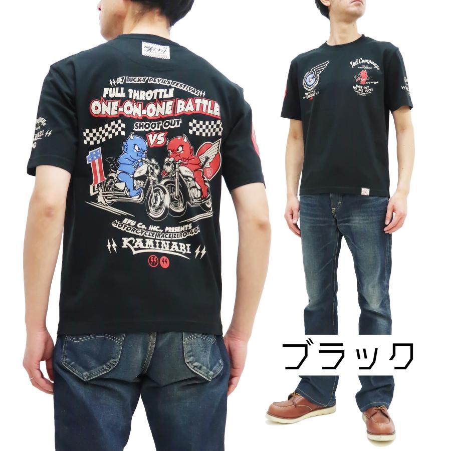 テッドマン カミナリ コラボTシャツ 1 on 1 赤鬼青鬼 日本車 アメ車 半袖Tシャツ エフ商会 TDKMT-17 新品｜rodeomatubara｜02