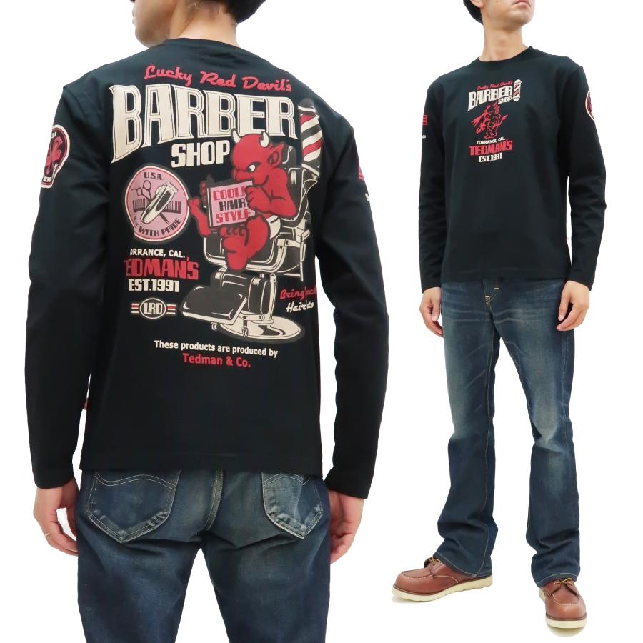 テッドマン 長袖Tシャツ TEDMAN ロンT BARBER SHOP エフ商会 TDLS-352 黒 新品｜rodeomatubara｜02