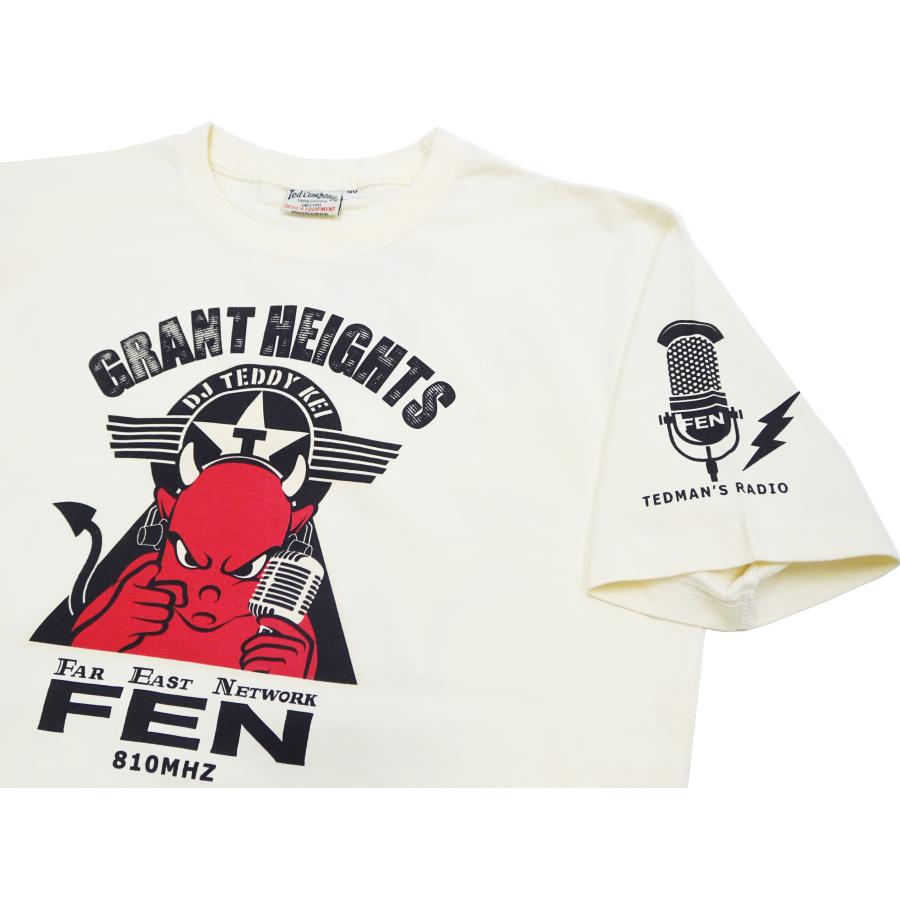 テッドマン 半袖Tシャツ GRANT HEIGHTS RADIO TEDMAN SHOW 米国極東軍事放送局 FEN エフ商会 TDSS-557 オフ白 新品｜rodeomatubara｜05