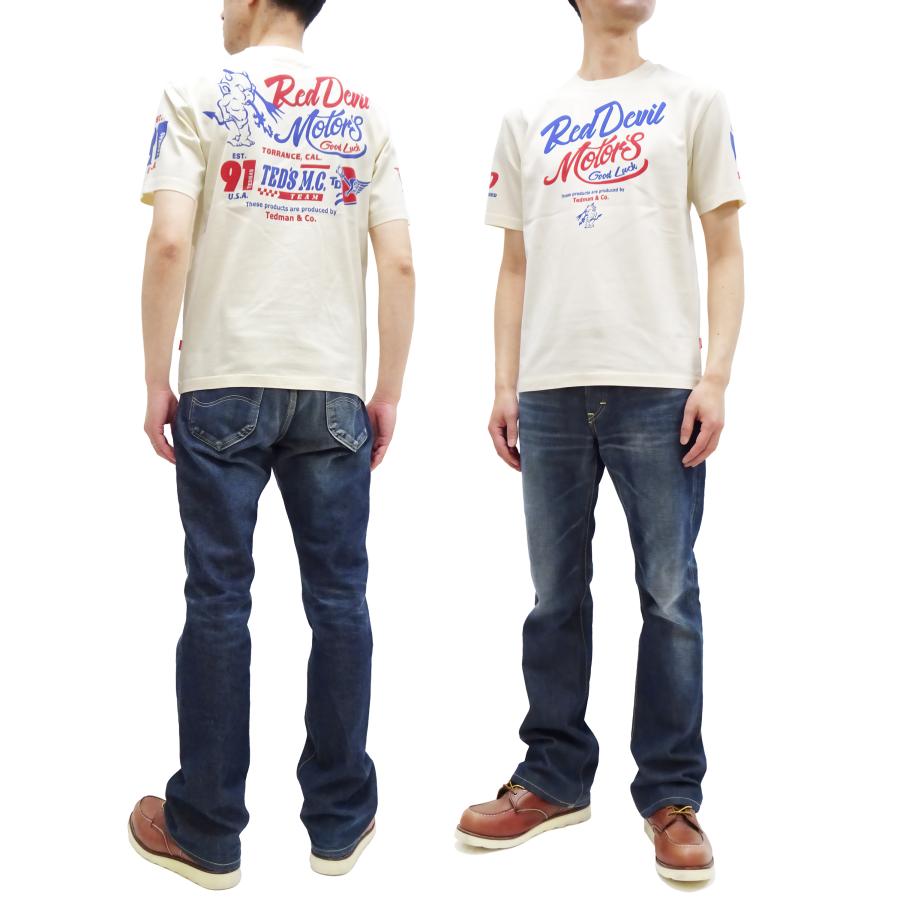 テッドマン 半袖Tシャツ TEDMAN Tシャツ LUCKY DEVIL MOTORS エフ商会 TDSS-558 オフ白 新品｜rodeomatubara｜13