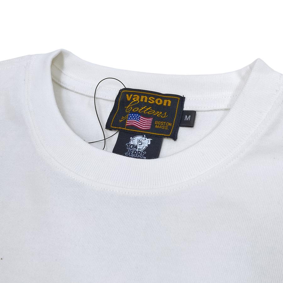 トム & ジェリー バンソン 長袖Tシャツ VANSON ロンT カスタムデザイン 刺繍Tシャツ TJV-2303 オフ白 新品｜rodeomatubara｜04