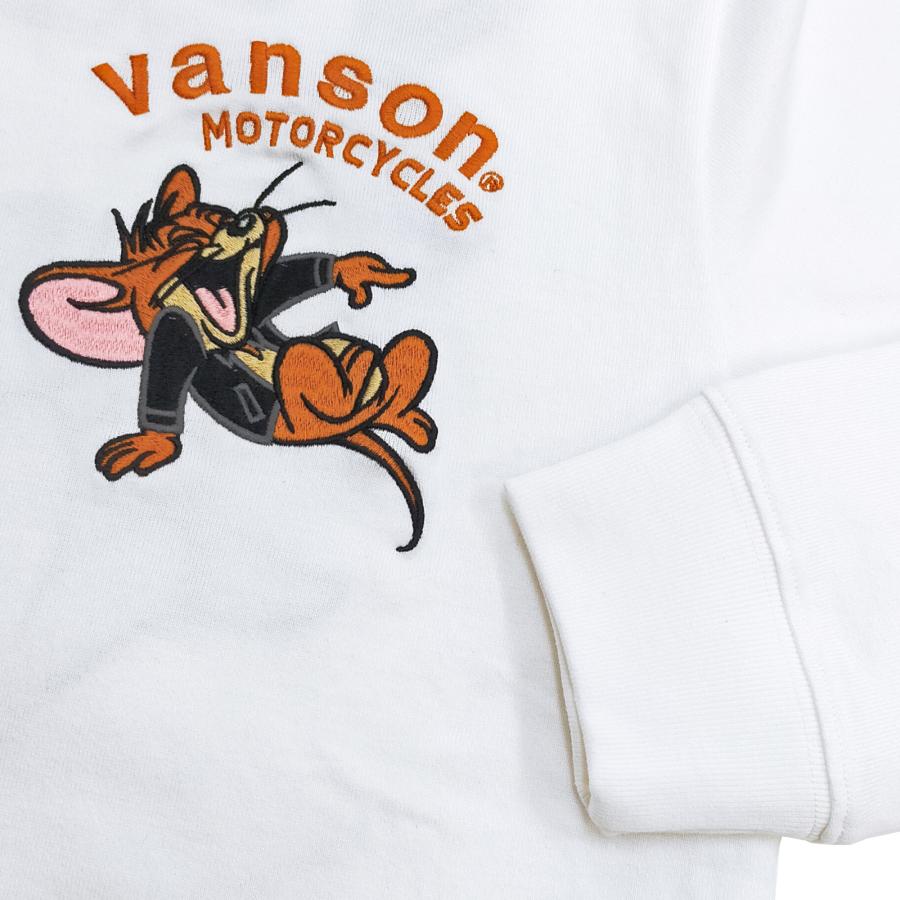 トム & ジェリー バンソン 長袖Tシャツ VANSON ロンT カスタムデザイン 刺繍Tシャツ TJV-2303 オフ白 新品｜rodeomatubara｜05